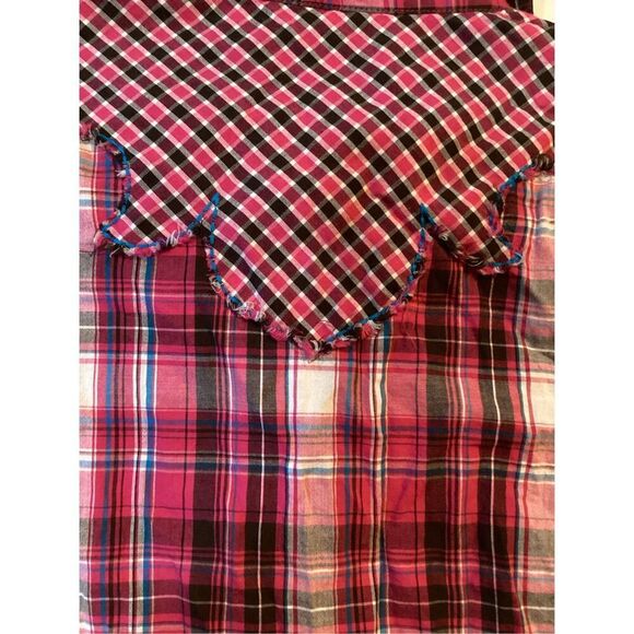 Ariat Womens Snap Button Plaid Shirt Sz M Embroidered Fuchsia - Picture 5 of 9